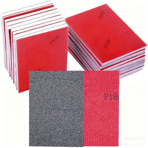 IBOPUXIU Set di 22 Spugna Abrasive,Carta Vetrata a Umido e a Secco da 120-3000, Professionale per Metallo, Legno, Vernice, Stucco, Riparazione Carrozzeria Auto