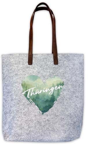 Unikatolo Personalisierte Filztasche, Shopper Einkaufstasche, bedruckt | Wichtelgeschenk Oktoberfest urig verspielt aus Filz mit langen Henkeln in Leder-Optik