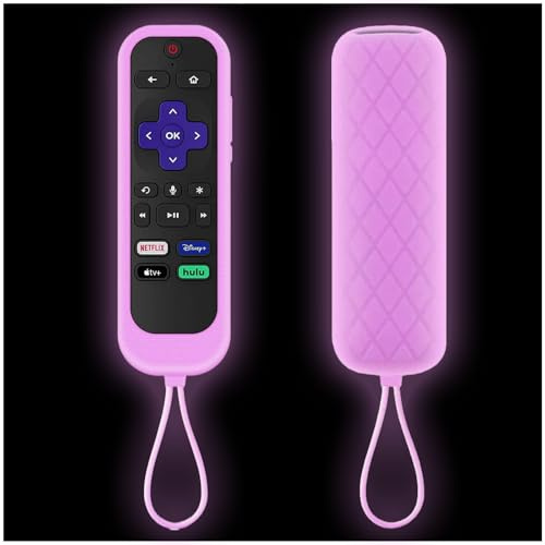 Taiyiluo 1PC Silicone Protective Controller Cover fits for Roku TV Voice Remote | Onn Roku | Westinghouse Roku TV TCL Cover Glow in The Dark Glow Purple