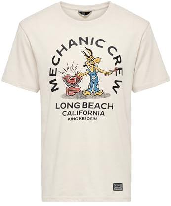 King Kerosin Herren Print T-Shirt Mit Großem Frontmotiv Mechanic Crew