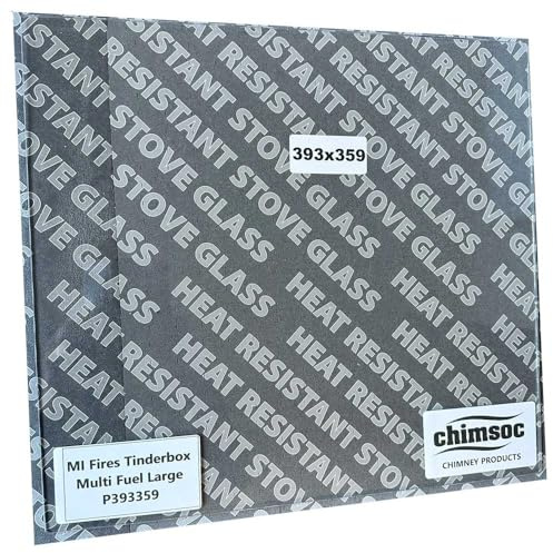 Chimsoc Replacement Stove Glass - MI Fires Tinderbox Multi Fuel Large (393mm x 359mm Rectangular)