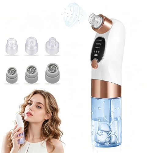 Porenreiniger Gesicht Mitesserentferner, 3 Modi 6 Aufsätze Porensauger mit Hydratation, USB Aufladung, Mitesser Sauger für Pickel, Whitehead, Mitesser & Tiefenreinigung
