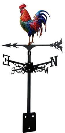 Banderuola Segnavento Con Gallo In Ferro – Montaggio Su Tetto In Metallo, Indicatore Di Direzione del-, Decorazione Rustica Decorativa Da Giardino | Ornamento del-Paesaggio Della Fattoria del-Pra