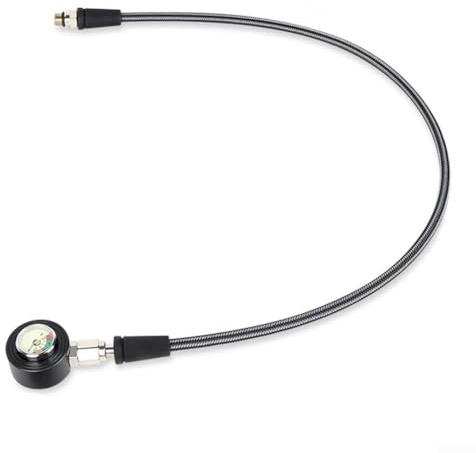 Manometro ad alta pressione con tubo in fibra di carbonio, 300 bar, quadrante luminoso, filettatura 7/16-20unf, design girevole per cilindro, dimensioni 80 cm (65 cm)