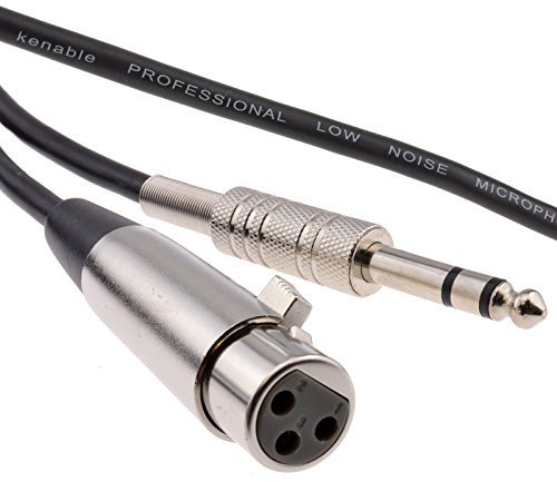 kenable Balanced XLR 3 Pin Socket to 6.35mm Male Stereo Jack Plug Cable 1m [1 metres]