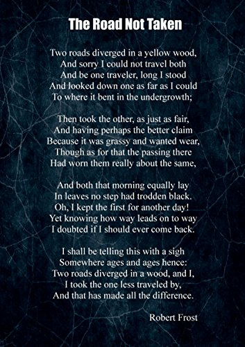 Motivational Inspirierende Gedicht Schild Poster Kunstdruck The Road nicht übernommen... Robert Frost
