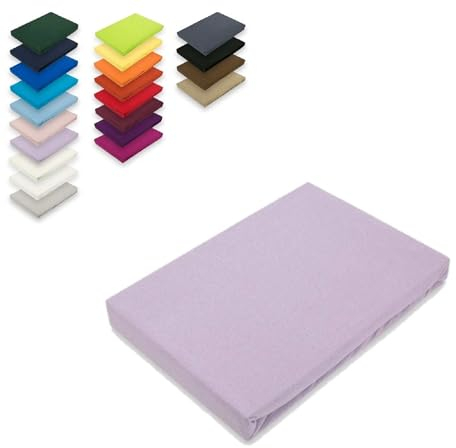 EXKLUSIV HEIMTEXTIL Jersey Spannbettlaken 90-100 x 200 cm 100% Baumwolle Öko - Tex Zertifiziert, Markenqualität, Matratzenhöhe bis 25 cm, Flieder