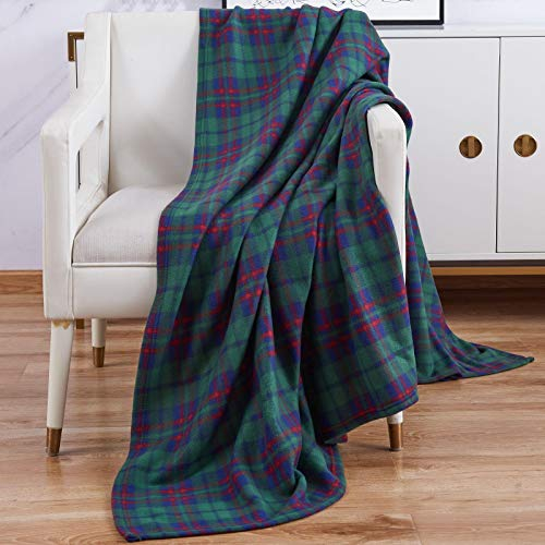Adore Home Un Jeté Doux et Chaud 120x150cm / 150x200cm Imprimé en Laine Polaire pour Couverture Canapé lit pour Voiture de Voyage - 150x200cm, Carreaux Vert