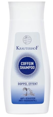 KRÄUTERHOF Coffein Shampoo Antischuppen (250 ml) – Schuppen Shampoo Mit Coffein Gegen Haarausfall, Für Gesunde Kopfhaut & Geschmeidiges Haar, Mit Vitamin B3 & Panthenol, Frischer Duft