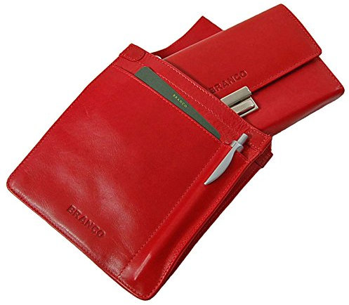 GoBago Kellnergeldbörse mit Tasche Leder Kellner Set Taxibörse Kellnerportemonnaie Holster (Rot)