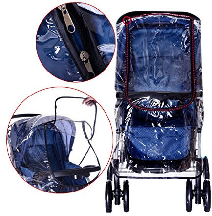 PHabillage Pluie pour Poussette Universelle Housse de Pluie Poussette Protection contre Pluie et Vent Transparent