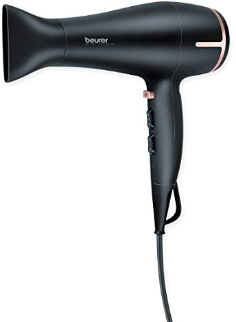 Beurer 591.32 HC 60 Ionen Haartrockner mit Berührungssensor, 2000 Watt, mit Stylingdüse und Volumendiffusor, 27, Schwarz