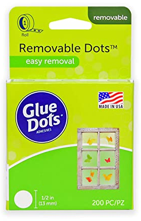 Glue Dots 8248 Removable Doppelseitige Klebepunkte, Rolle mit 200 Punkten, Ablösbar, Rund, 13 mm, Vielseitige Verwendung, DIY Basteln und Scrapbooking