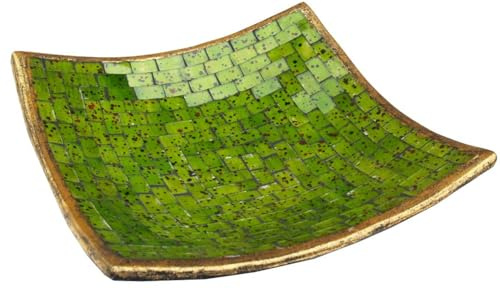 GURU SHOP Eckige Mosaikschale, Untersetzer, Dekoschale, Handgearbeitete Keramik & Glas Obst Schale - Design 9, Size:groß (30x30 cm)