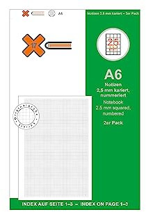 X17 A6 Notizen/Notizheft | kariert 2,5 mm 2er Pack, für das revolutionäre X17-Notizbuch mit auswechselbaren Heften