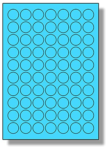 Label Planet® 70 Per Page/Sheet, 5 Sheets (350 Blue Round Sticky Labels), Matt Permanent A4 Circular Coloured Pricing Stickers, Laser/Inkjet Printer, LP70/25RC, 25MM ⌀ Circles, Dots for Colour Coding
