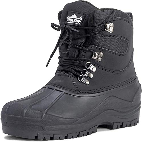 Polar Uomo Short Rete Di Nylon Anatra Impermeabile Suola Allacciare Inverno La Neve Stivali - Nero - UK8/EU42 - YC0439