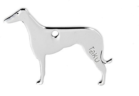 Taku WINDHUND Edelstahl Hundemarke - Schlüsselanhänger – Taschenanhänger - Anhänger für Halsband - Tier-Anhänger - Halsbandanhänger - Hunde-Marke 054CA