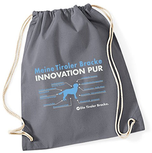 siviwonder Turnbeutel - INNOVATION Liste TIROLER BRACKE Tirol Bracken Jagdhund Hund Hunde - Baumwoll Tasche Beutel grau