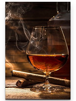 Paul Sinus Art Leinwandbilder | Bilder Leinwand 90x60cm Whiskey und Zigarette