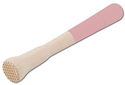 HOFMEISTER® Cocktail-Stößel, für Caipirinha & alle Drinks, 22 cm, Griff: Hellrosa, Barstößel für große Gläser, zerstößt Limetten & Eiswürfel dank rauer Unterseite, keine Kratzer im Glas