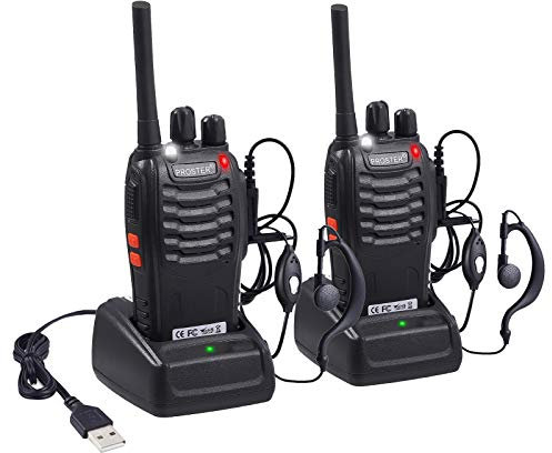 Proster Walkies Talkies Recargable Walky Talky Profesionales 16 Canales CTCSS DCS Transmisores Receptores Radiocomunicación de Largo Alcance con Pinganillos y LED Linterna