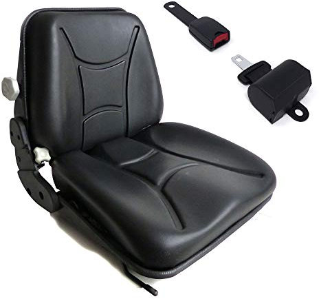 Sedile + Cintura con Arrotolatore per Carrello Elevatore Muletto Escavatore Trattore Cingolato In PVC con Schienale Regolabile Gopart TS29000GP