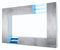 Vladon Set da soggiorno Mirage, Parete attrezzata con 2 ante, 2 ante a ribalta e 6 ripiani a giorno in vetro, bianco opaco/ossido di grigio cemento, illuminazione a LED inclusa (262 x 183 x 39 cm)