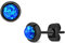 eeddoo® Damen Ohrstecker aus Edelstahl in Schwarz mit eingesetzten Opal-Edelstein ((3) Blau)