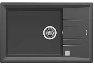 Teka 115330041 - Fregadero de cocina hecho de granito (granito) con un solo cuenco piedra 60 S-TG gris-115330041, color gris oscuro