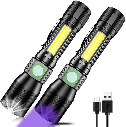 Torches, LED Torch Powerful Flashlight Torches USB Rechargeable for Camping [2 Pack]