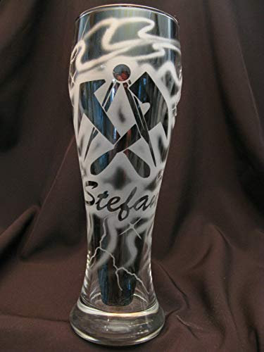 Weizenglas 0,5 ltr. mit Dachdeckerlogo Gravur und Name individuell