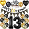 13 Geburtstag Deko Junge Mädchen, Luftballon 13. Gold Schwarz Geburtstagsdeko 13 Jahre, Ballon Schwarz Gold Deko 13. Gold Schwarz 13 Jahr Geburtstagdeko