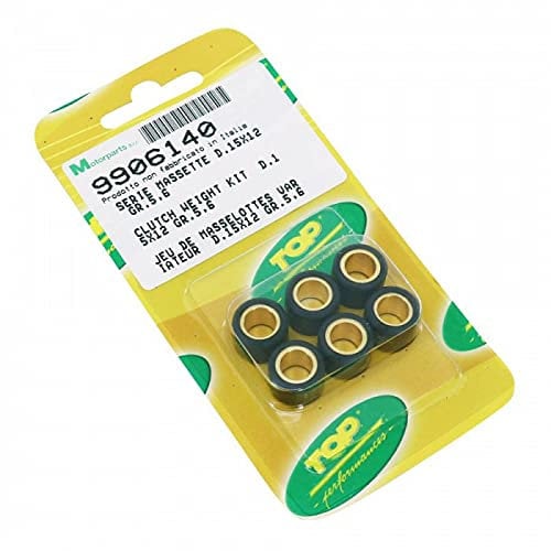 Galet-rouleau scoot top perf 15x12 5,6g (x6) pour mbk 50 booster, nitro, ovetto, stunt-yamaha 50 bws, aerox, neos