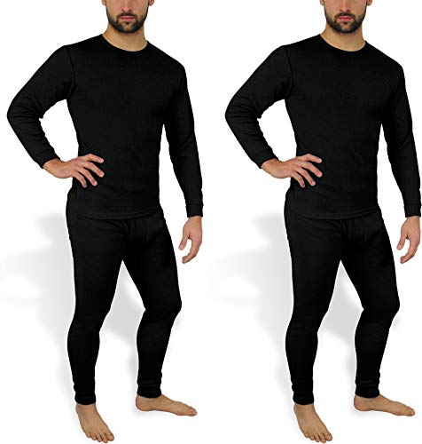 normani 2 x Herren Thermo Unterwäsche - Ski Unterwäsche Garnitur - Lange Unterhose und Hemd - Thermounterwäsche Set Farbe Dunkelschwarz Größe 3XL