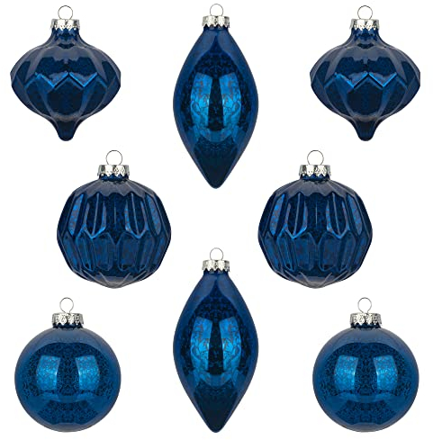 8 pezzi palline di natale vetro azzure blu palla di vetro glass ciondoli e pendenti palline ornamento di mercurio deocro natalizio Appendiabiti Decorazioni natalizie Addobbi