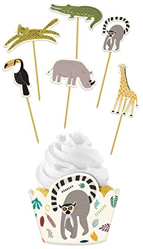 Folat 68305 Set di decorazioni per cupcake Zoo Party - 12 pezzi