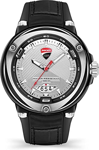 Ducati Herren Analog Quarz Uhr mit Leder-Silikon Armband DTWGN2018902