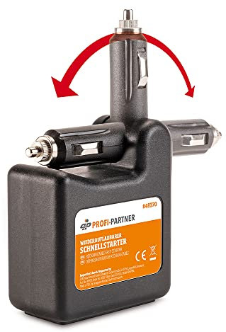 PROFI-PARTNER Kfz-Starthilfe – aufladbarer Schnellstarter, 12-Volt-Anschluss, USB-Powerbank mit Ladestandanzeige, Auto, Startbatterie, Zigarettenanzünder Stromversorgung, Batterie Booster