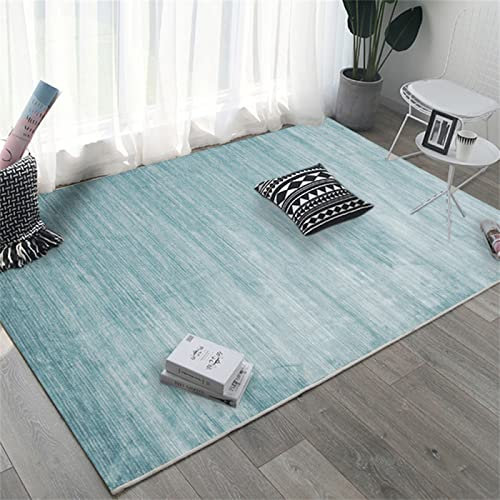 RUGMRZ Teppich Pastell Kuschelig Umweltfreundliche Blaue Teppiche Im Minimalistischen Design Modernen Stil Tragbar Flickenteppich Waschbar 80X150CM