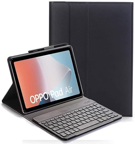 YHFZR Keyboard Case for Oppo Pad Air - (QWERTY Layout), Ultra Slim Flip with Removable Wireless Keyboard Stand Case Cover for Oppo Pad Air 10.4 Inch, Black