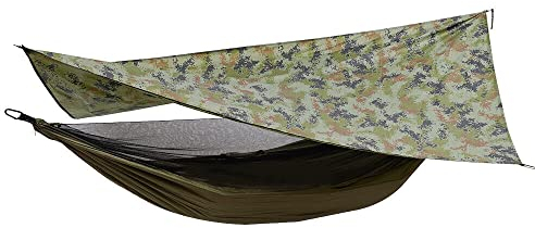 Camping HäNgematte Moskitonetz Outdoor Tarp Traveling Hiking Hammock Waterproof with Removable Mosquito Net Camouflage Swing Mit Uv Wasserdicht Zeltplane Load Bearing Folding Storage Portable Tragbar