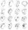 Milacolato 16Pcs Gold Chunky Dome Ring Set für Frauen Mädchen 18K Gold überzogene geflochtene verdrehte runde Signet Link Ringe offene Band Ringe Größe 5-9 Silber