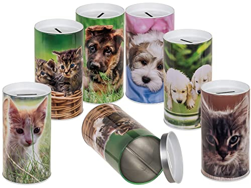 ootb Metall-Spardose Tiere Babys Gelddose Sparbüchse Sparschwein Taschengeld Urlaubsgeld Geschenkidee Abnehmbarer Deckel 6er Set