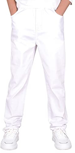 CAMLAKEE Pantalon Enfant Cargo Jogging Pants Garçons Respirant Printemps L'été Automne Pantalons de Sport Blanc 12-13 Ans/Taille 160