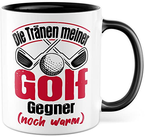 Golf Tasse Tränen noch warm lustiger Spruch Geschenkidee Golfen Kaffeetasse Geschenk für Golfer Kaffeebecher Witz Humor Becher