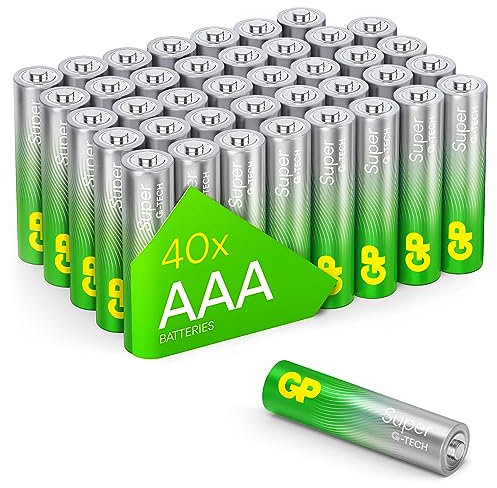 GP Super Alkaline Batterien AAA Micro, LR03, 1,5V, 40 Stück Vorratspack, ideal für die Stromversorgung von Geräten des täglichen Bedarfs- Die Neue G-TECH-Technologie
