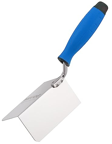 Mivos Paleta de esquina exterior de acero inoxidable 120 x 60 mm – Paleta de esquina inoxidable – Paleta de borde exterior con mango suave – Espátula de esquina de 90° ángulo – Paleta de esquina –