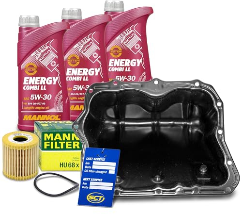 BESTPRICE Inspektionspaket Filterset mit 1x MANN-FILTER Ölfilter; 1x BESTPRICE Ölwanne; 3l Motoröl 5W-30 MANNOL ENERGY COMBI LL; Kompatibel mit SMART CABRIO (450)(452), FORTWO (451) (450), CROSSBLADE