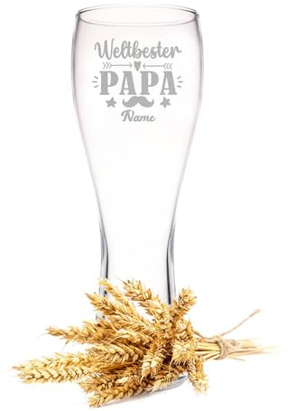 Leonardo Weizenglas mit Gravur - Weltbester Papa - Personalisiert mit Namen - Geschenke für Papa zum Vatertag - Geschenk für Bierkenner - Geschenkidee für Ihn Männer zum Geburtstag - 500 ml
